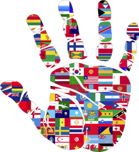 hand with flags of country in it