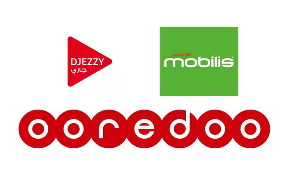 Logos of Telecom Providers in Algeria: Djezzy, Mobilis, and Ooredoo