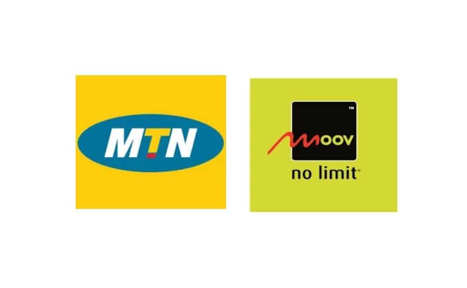 Logos of Telecom Providers in Benin: MTN Benin and Moov Benin