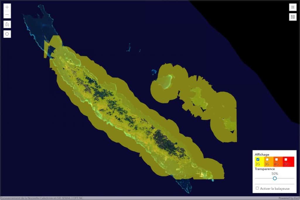 Mobilis by OPT-NC New Caledonia 2G Coverage Map
