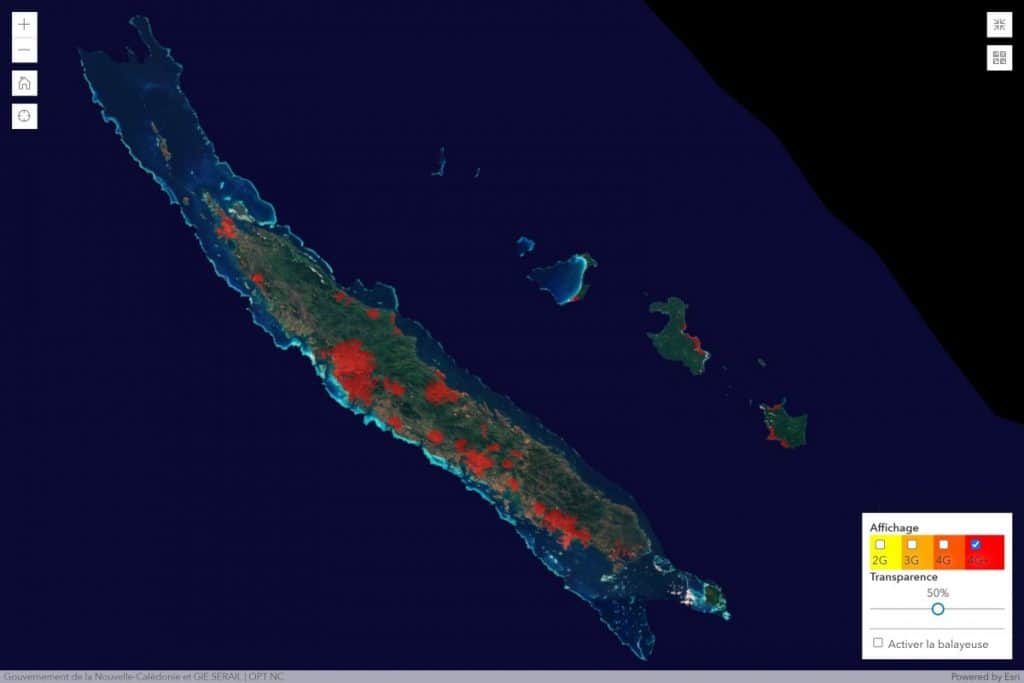 Mobilis by OPT-NC New Caledonia 4G+ Coverage Map