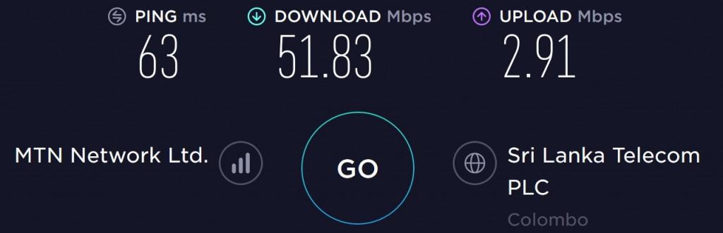 Dialog speed test at my Airbnb in Colombo (Colombo 5)