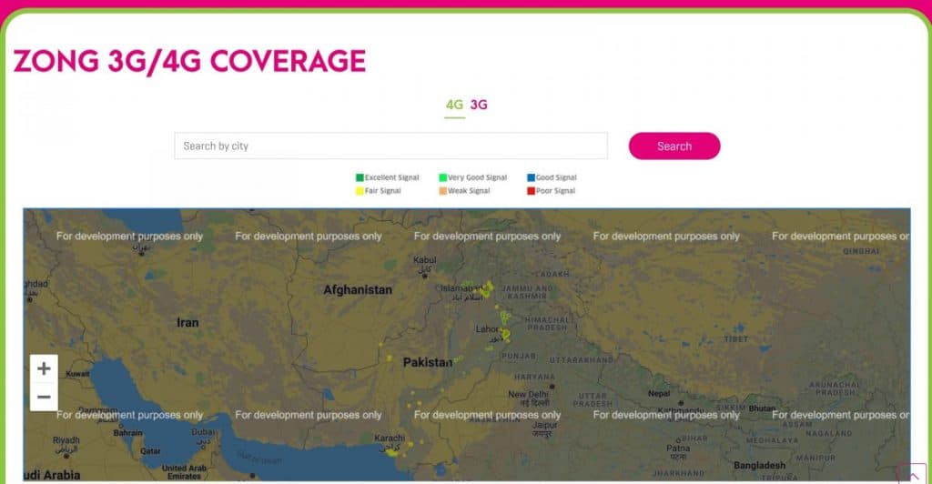 Zong 4G Coverage Map
