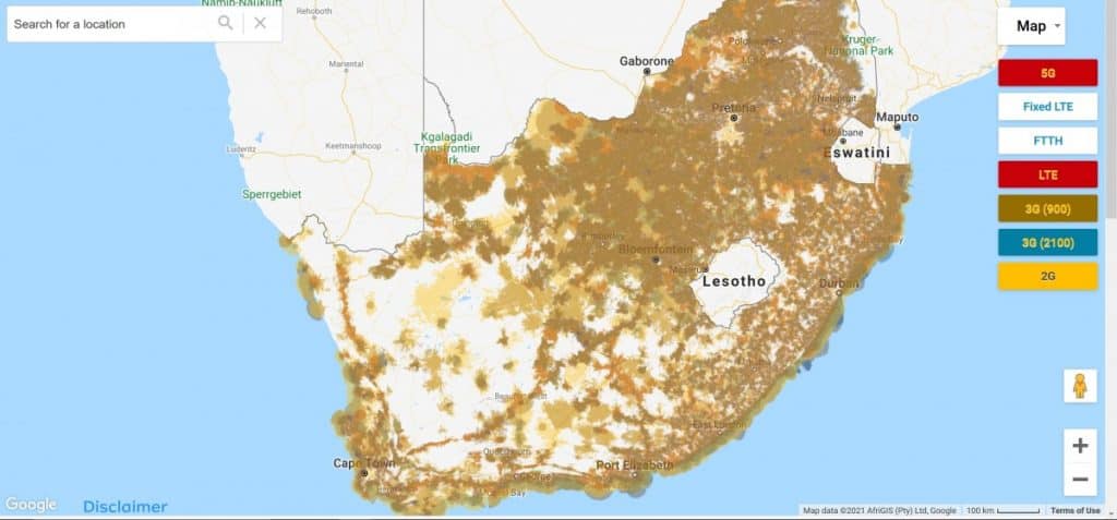 MTN South Africa Coverage Map
