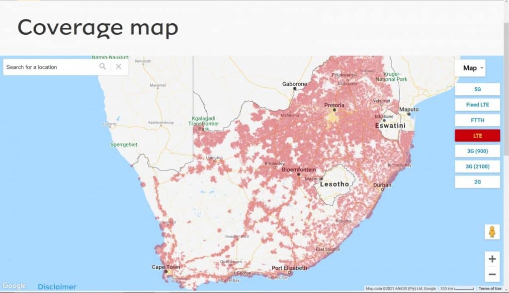 MTN South Africa LTE Coverage Map