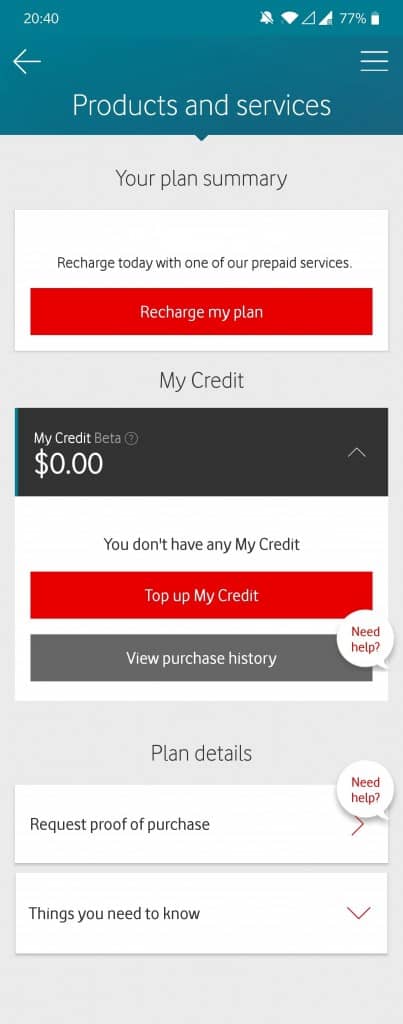 Vodafone Prepaid SIM Card Recharge Instructions for the My Vodafone App