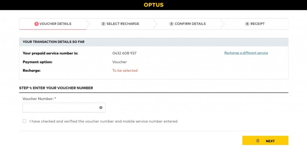 Optus Prepaid SIM Card recharge instructions