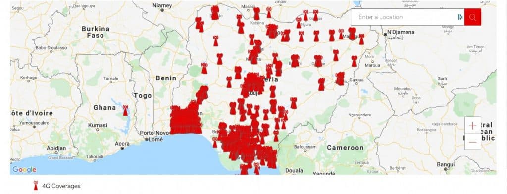 Airtel Nigeria 4G Coverage Map