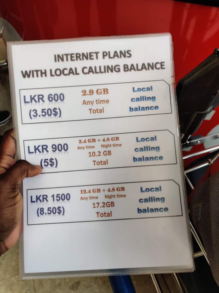Airtel Sri Lanka data packages offered at Colombo Airport