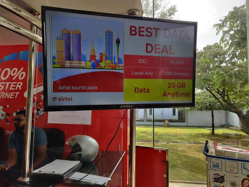 Airtel Sri Lanka tourist pack deal at Colombo Airport