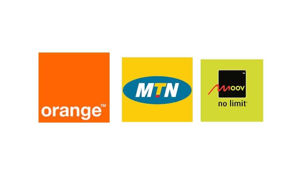 Logos of Telecom Operators in Ivory Coast: Orange Ivory Coast, MTN Ivory Coast, and Moov Ivory Coast