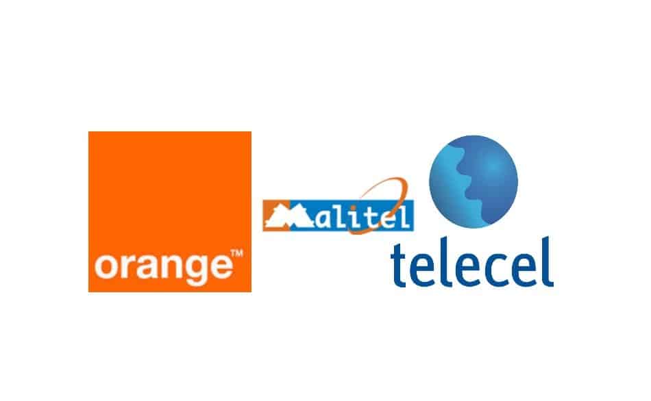 Logos of Telecom Providers in Mali: Orange Mali, Malitel, and Telecel