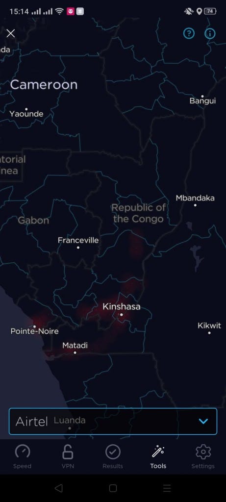 Airtel Congo Coverage Map (Speedtest)