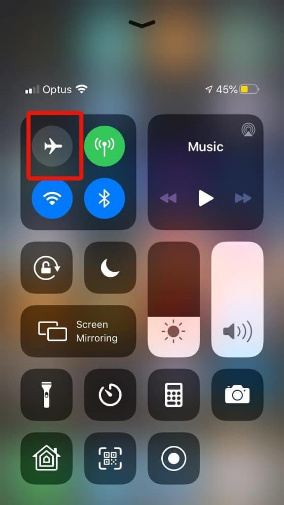Enable Airplane Mode on an iOS device