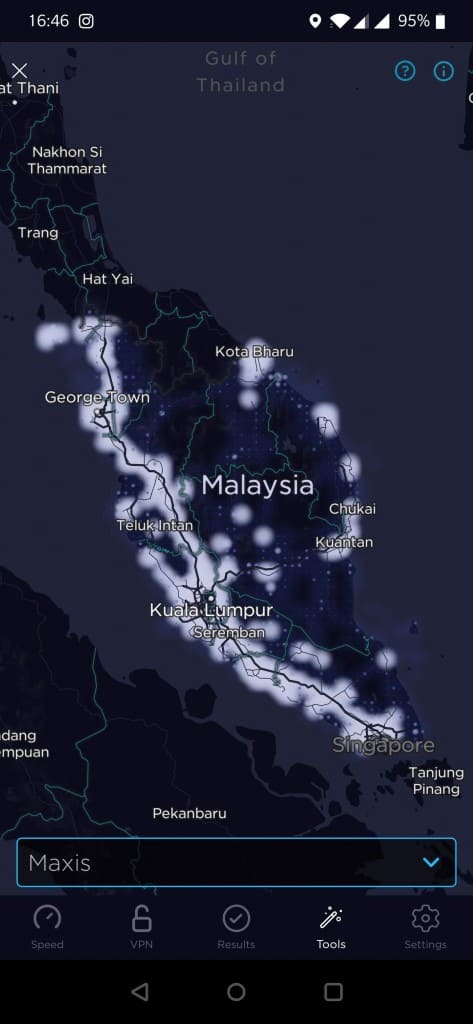 Maxis/Hotlink Coverare in Peninsular Malaysia 