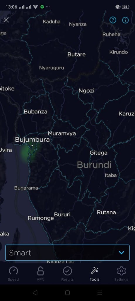 Smart Burundi Coverage Map (Speedtest)