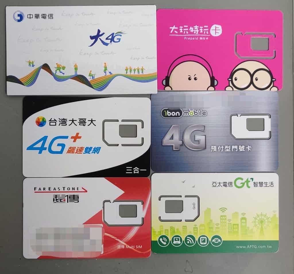 Taiwanese SIM Cards (Chunghwa Telecom, Taiwan Mobile, FarEasTone, Taiwan Star, GT Mobile & Ibon Mobile)