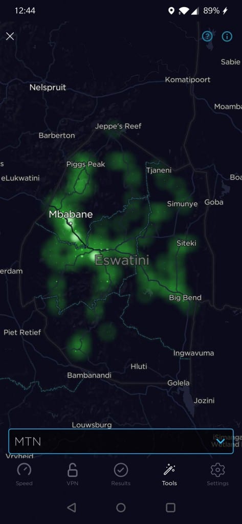 MTN Eswatini Coverage Map by Speedtest