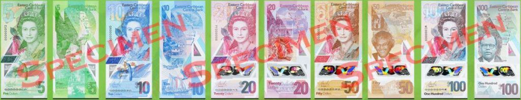 East Caribbean Dollar Notes (5, 10, 20, 50 & 100)