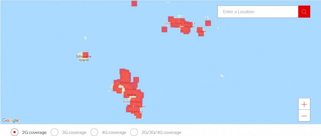 Airtel Seychelles 2G Coverage Map