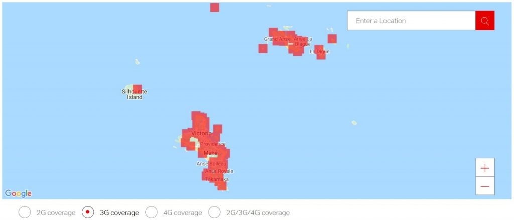Airtel Seychelles 3G Coverage Map