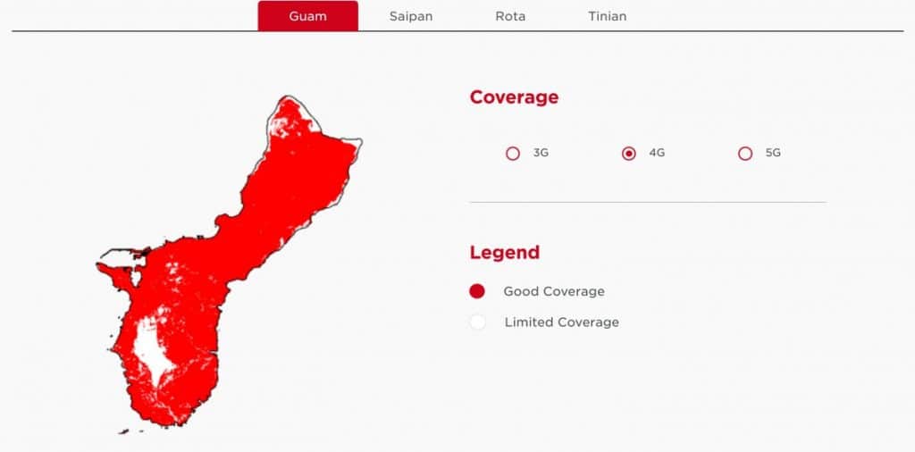 DoCoMo Pacific Guam 4G Coverage Map