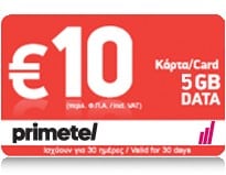 PrimeTel 10 EUR 5 GB Data Top Up Card