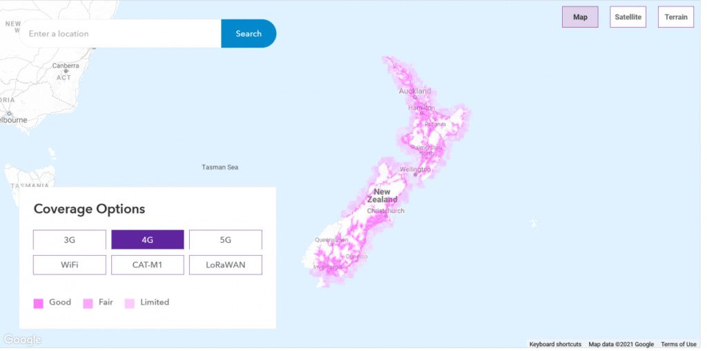 Spark New Zealand 4G/LTE Coverage Map